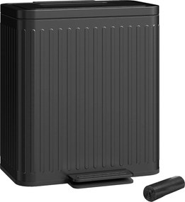 HOMCOM 40 l dvojkomorový odpadkový kôš | 2×20 l, pedál, tiché zatváranie — čierny | Aosom
