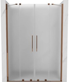 Mexen Velar Duo, posuvné sprchové dvere do otvoru 140 cm, 8mm sklo námraza, ružové zlato, 871-140-000-32-60