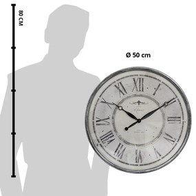 Šedobéžové antik nástenné hodiny Hotel Lelouver - Ø 50*6 cm / 1*AA