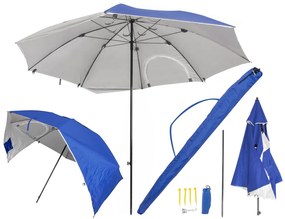 Slnečník, plážový stan, skladací, XXL, 230 cm | modrý