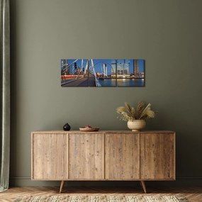 Obraz - Súmrak v Rotterdame, Holandsko (s hodinami) (90x30 cm)