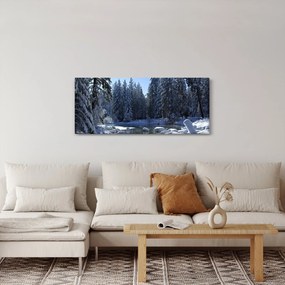 Obraz zasneženého lesa (120x50 cm)
