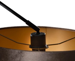 Závesná lampa čierna so zamatovým tienidlom hnedá 35cm - Blitz