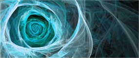 Obraz - Abstraktné ruže modrá s čiernym pozadím (120x50 cm)