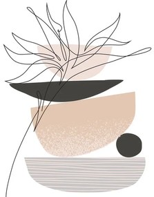 Sklenený obraz - Line art kvety N⁰1 (70x50 cm)