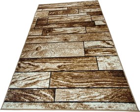 Hnedý koberec Shiraz BCF so vzorom dreva – klasický štýl Rozmer: 50x80 cm