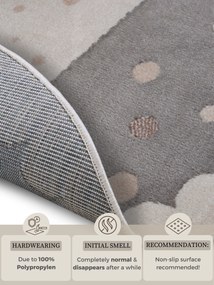 Hanse Home, Detský koberček Adventures 105969 Cream Grey kruh, 100x100 (priemer) kruh, šedá, detská izba