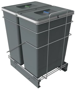 Sivý vstavaný plastový odpadkový kôš na triedený odpad 42+42 l Ecofil – Elletipi