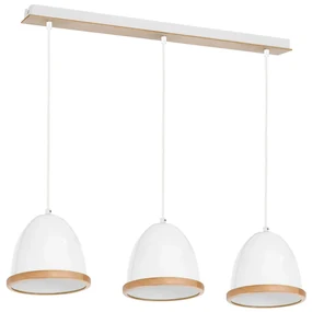 Závesné svietidlo Studio, 3x drevené/biele kovové tienidlo, (fi 21cm), w/br