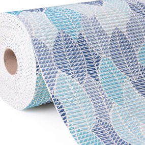 Kúpeľňová penová rohož / predložka PRO-008 Modré listy - metráž šírka 65 cm