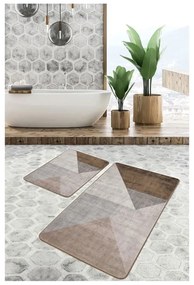 Sivo-hnedé zamatové kúpeľňové predložky v súprave 2 ks 60x100 cm – Mila Home