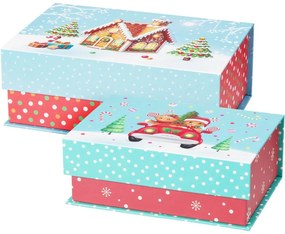 Set 2 vianočných krabíc Cookieman bodky