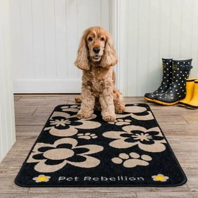PET REBELLION Behúň XL Flowers Black, 57 x 110 cm