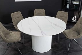 Okrúhly jedálenský stôl Parthenia 120 cm vzor biely mramor