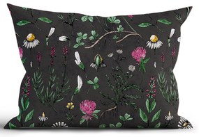 Bavlnená obliečka na vankúš Renforcé 50 × 70 cm - Herbár čierny