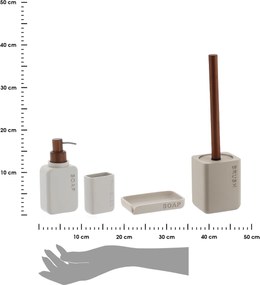 Sada kúpeľňových doplnkov Salva, béžová/s drevenými prvkami