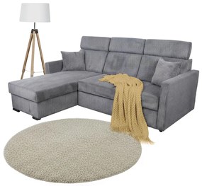 Sivá menčestrová rohová rozkladacia sedacia súprava Lars