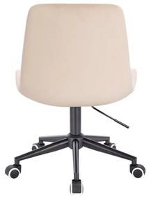 LuxuryForm DESIGN Stolička PARIS VELUR na čiernej podstave s kolieskami - krémová