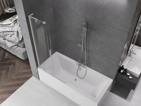 Mexen Velar L, 2-krídlová posuvná vaňová zástena 90 x 150 cm, 8mm číre sklo, brúsená oceľ, 896-090-003-01-97