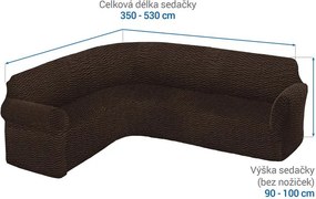 Bielastické poťahy CRISTINA tabaková rohová sedačka (š. 350 - 530 cm)