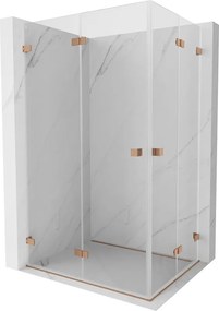 Mexen Lunar-F Duo, skladací sprchový kút 80 x 70 cm, 8mm číre sklo, profil medená matná, 836-080L-070P-65-00