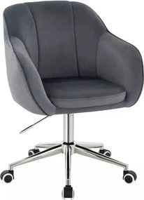 LuxuryForm DESIGN Stolička AVOLA VELUR na striebornej podstave s kolieskami - tmavo šedá