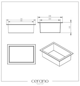 CERANO Cerano, zápustná polička s okrajom do obkladu 30x20x10 cm, čierna matná, CER-CER-417449