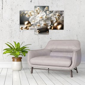 Obraz - Orchidea a zlaté gule (90x60 cm)