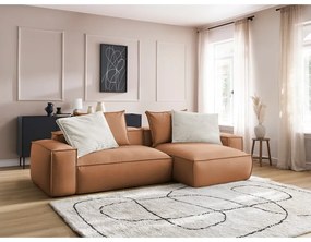 Hnedá rohová pohovka z imitácie kože (variabilná) Boheme – Bobochic Paris