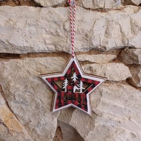 DECOLED Ozdoba, hvězda, prům. 10 cm, dřevěná