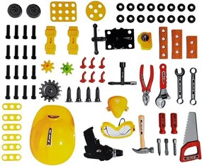 LEAN Toys Detská dielňa 3v1 na batérie, kufrík, 85 dielov, 56 cm