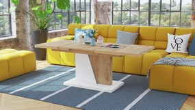 NOIR dub craft zlatý / biela, rozkladací, konferenčný stôl, stolík