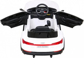 Ramiz Audi E-Tron Sportback pre deti Biela + Pilot + pohon 4x4 + pomalý štart + rádio MP3 + LED