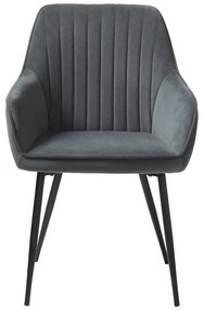 Sivé čalúnené jedálenské kreslá v súprave s podrúčkami 2 ks Nolan Stripe – Unique Furniture