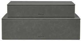 Antracitové úložné boxy v súprave 2 ks s vekom/dekoratívne z umelej kože 40x30x11 cm Sahla – Blomus