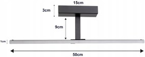 BERGE Nástenné svietidlo LED do kúpeľne - 50 cm - 12 W čierne
