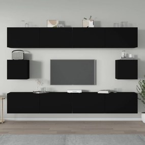 6-dielna súprava TV skriniek čierna spracované drevo 3114367
