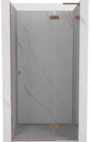 Mexen Lunar L, Otočné pravé sprchové dvere 100 cm, 8mm číre sklo, medený matný profil, 834L-100-000-65-00-P