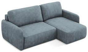 Sivomodrá ženilková rozkladacia/s úložným priestorom rohová pohovka (pravý roh/s leňoškou) Lilo – Makamii