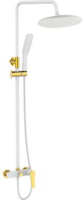 Kuchinox Alanis, sprchová súprava s ručnou a hlavovou sprchou, biela-zlatá lesklá, LAV-PQI_W0OB