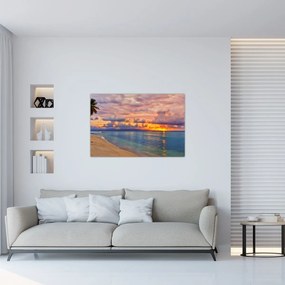 Obraz - Západ slnka na pláži (90x60 cm)