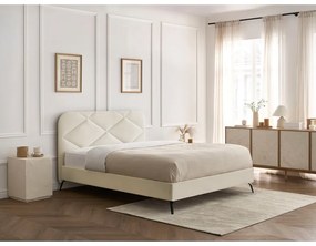 Béžová čalúnená dvojlôžková posteľ s roštom 140x190 cm Prune – Bobochic Paris
