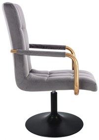 LuxuryForm DESIGN Stolička VERONA GOLD VELUR na čiernom tanieri - tmavo šedá