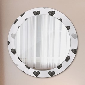 Okrúhle zrkadlo s potlačou Abstraktné srdcia fi 70 cm