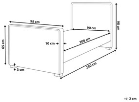 Zamatová posteľ 90 x 200 cm sivá TEENIE Beliani