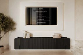 Závesná TV skrinka Malmi 200 cm - čierny mat / čierna