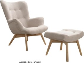 Kreslo Picolo s podnožkou, květy / prirodny (AN 2108)