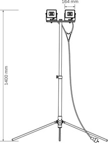 LED reflektor so stojanom 2xLED/30W/230V 6500K IP65 žltý
