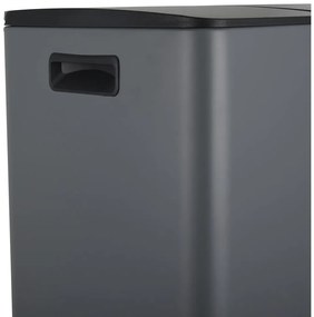 Tmavosivý oceľový odpadkový kôš 2x30 l na triedený odpad/nášľapný Aliya – Spirella