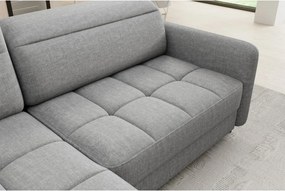 Sivá zamatová rozkladacia/s úložným priestorom rohová pohovka (ľavý roh/do L) Barea – ELTAP